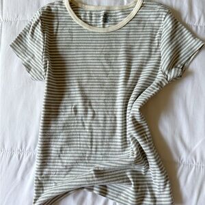 Brandy Melville beachy blue and ecru striped tee